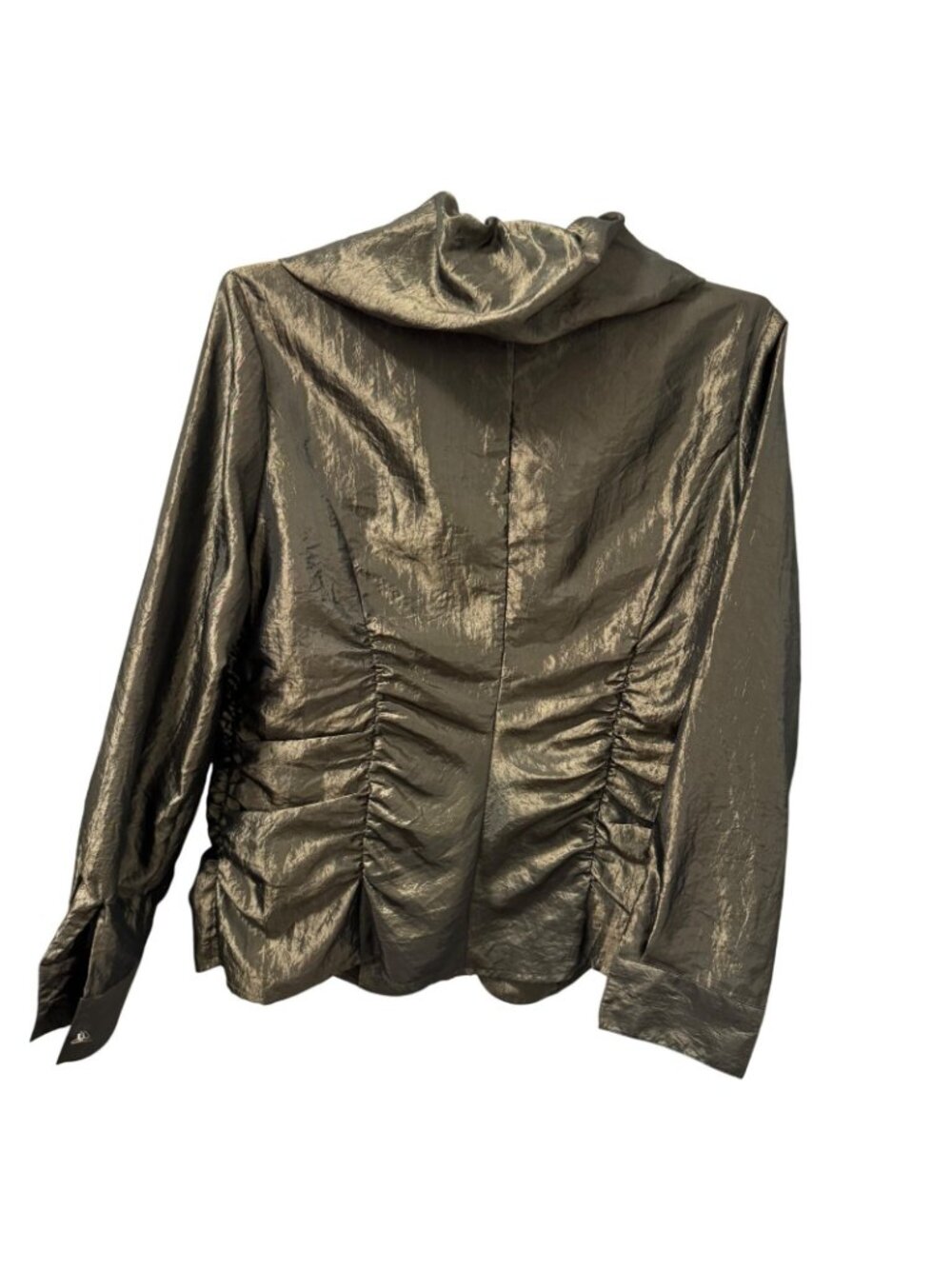 Puli Metallic  Ruched Jacket With Dramatic Collar Sz 14 lightweight NWT - Picture 4 of 11